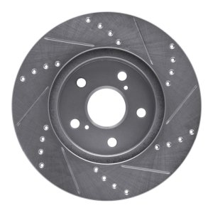 Lexus IS250 Brake Rotor (1) - Front Left - R1 Concepts - Drilled & Slotted - Silver - `02-`15